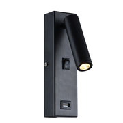 Amari Black | White | Chrome LED Bedside Reading Wall Light with USB - Lighting.co.za