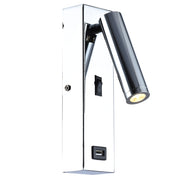 Amari Black | White | Chrome LED Bedside Reading Wall Light with USB - Lighting.co.za