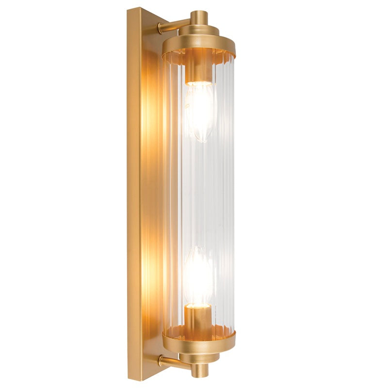 Seattle Gold or Black and Clear Fluted Glass Wall Light - Lighting.co.za