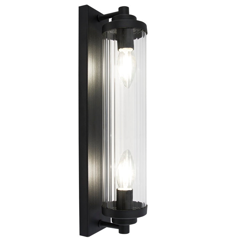 Seattle Gold or Black and Clear Fluted Glass Wall Light - Lighting.co.za