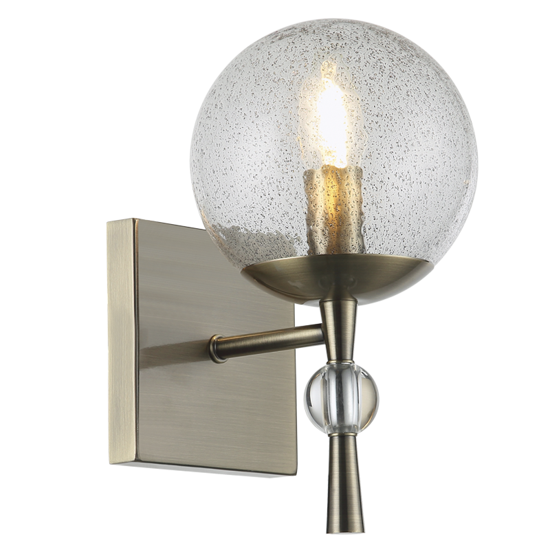 Orbel Antique Brass and Speckled Glass Wall Light — Lighting.co.za