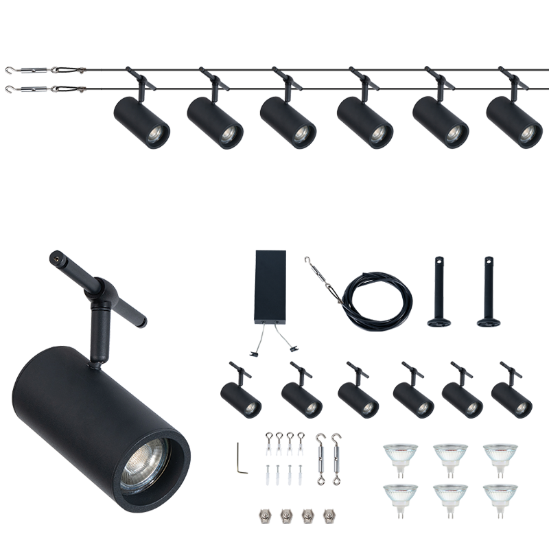 Vista All In One Black Wire Track Light System Kit - Lighting.co.za