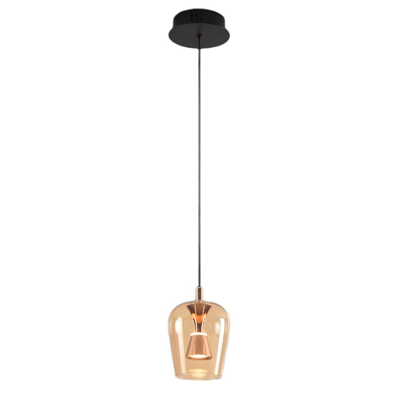 Wizard Amber Glass and Golden LED Pendant Light