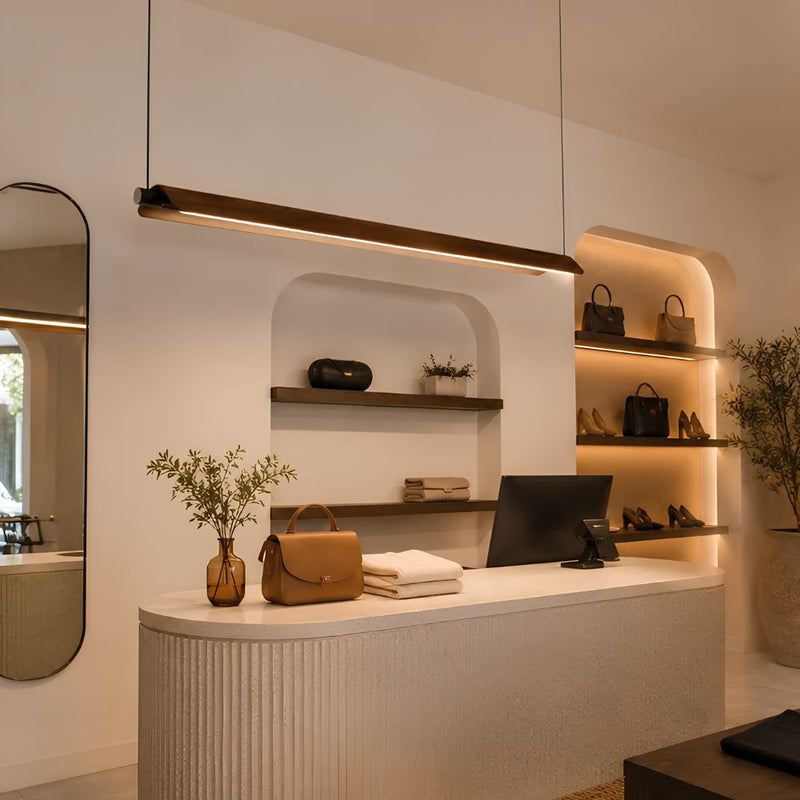 Woodra Slim Linear Wood Dimmable LED Pendant Light