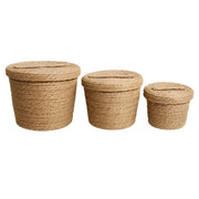 Round Woven Storage Basket with Lids - Set of 3 - Storage Baskets - Lighting.co.za