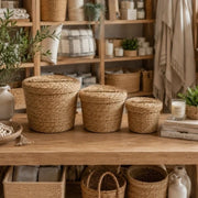Round Woven Storage Basket with Lids - Set of 3 - Storage Baskets - Lighting.co.za