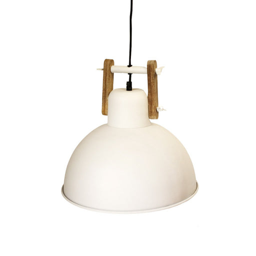 Mala Textured White with Wood Pendant Light - Lighting.co.za