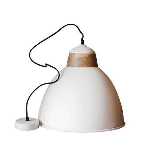 Fluid Textured Off White with Wood Pendant Light - Lighting.co.za