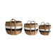 Tutsi Natural and Black White Stripe Short Woven Storage Baskets Set of 3 - Lighting.co.za
