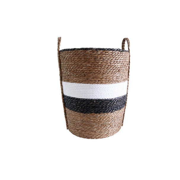 Tonga Natural and Black White Stripe Woven Storage Baskets Set of 3 - Lighting.co.za
