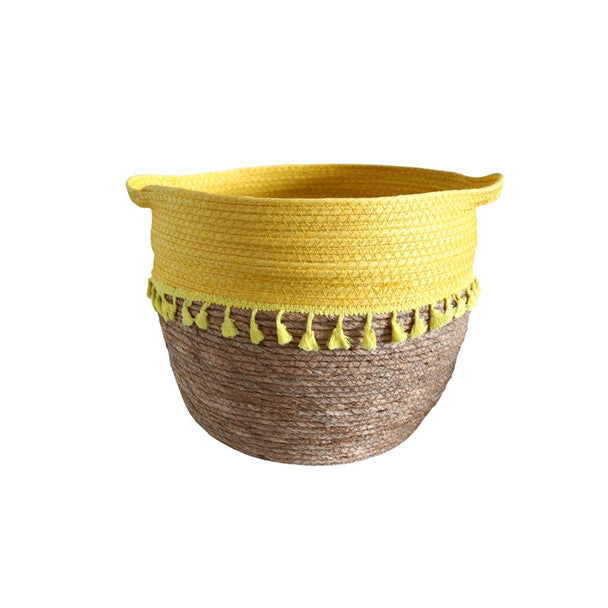 Nomo Natural and Yellow Tassel Woven Storage Baskets Set of 3 - Lighting.co.za