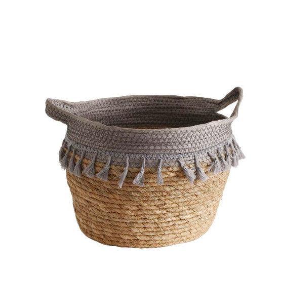 Nomo Natural and Grey Tassel Woven Storage Baskets Set of 3 - Lighting.co.za