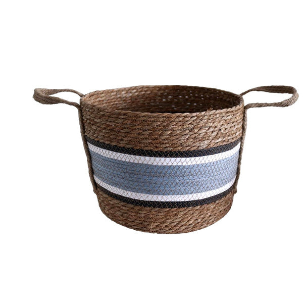 Zuli Natural and Grey Blue Woven Storage Baskets Set of 3 - Lighting.co.za