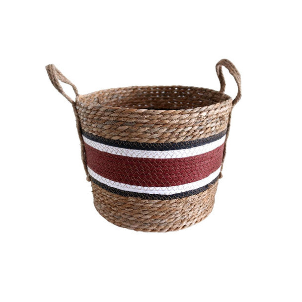 Zuli Natural and Deep Red Woven Storage Baskets Set of 3 - Lighting.co.za