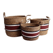 Zuli Natural and Deep Red Woven Storage Baskets Set of 3 - Lighting.co.za