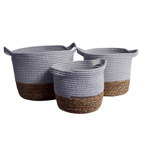 Kiondo Natural and Black White Mix Woven Storage Baskets Set of 3 - Lighting.co.za