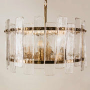 Zaria Round Brass and Textured Glass Chandelier - Chandelier - Lighting.co.za