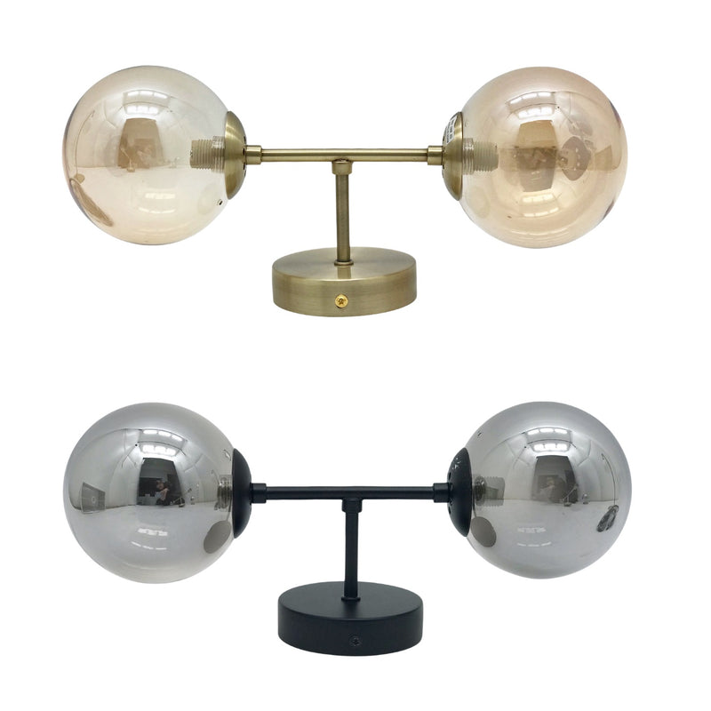 Zest Art Deco 2 Light Black or Gold Glass Wall Light - Lighting.co.za