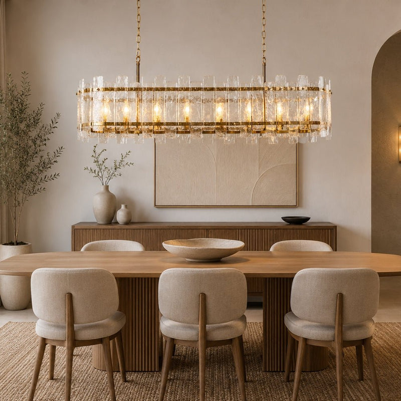 Zuri Brass and Textured Glass Chandelier - Chandelier - Lighting.co.za