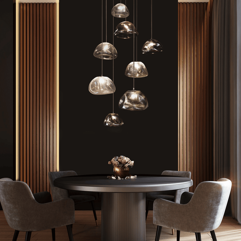 Cumulus Clear or Smokey Fibre Mesh Glass Pendant Light 2 Sizes - Lighting.co.za