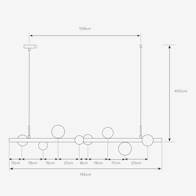 DNA 8 Light Black | Gold and Glass Pendant Light - Lighting.co.za