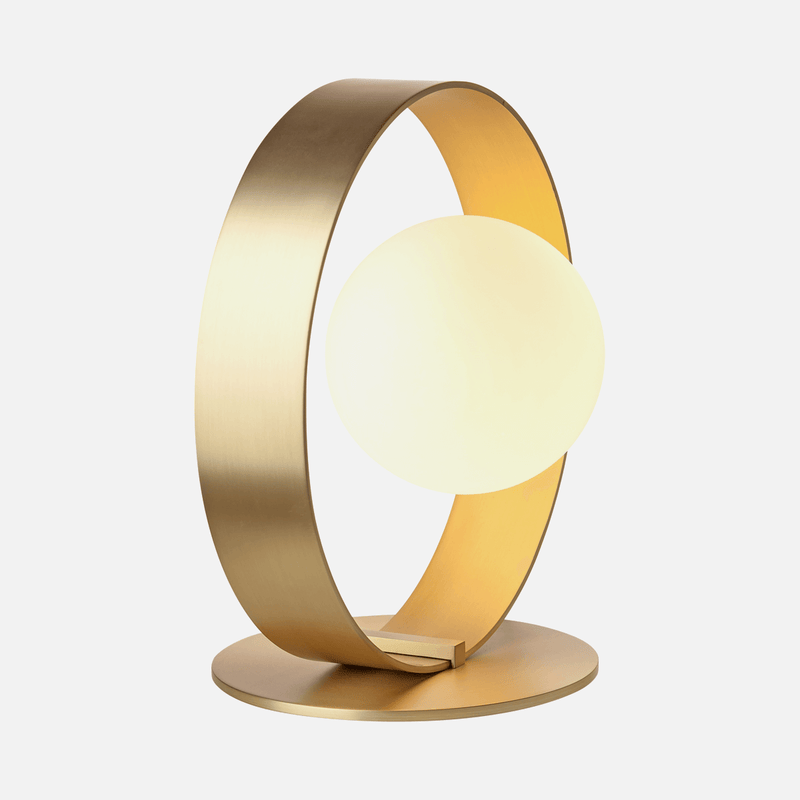 Eclipse Brass and Opal Glass Table Lamp 2 Sizes - Lighting.co.za