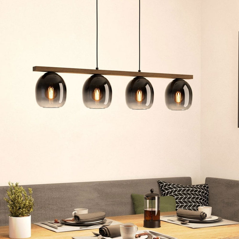 Filago Wood and Smoke Glass Pendant Light - Lighting.co.za