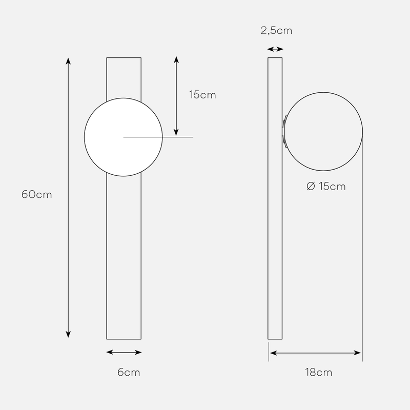 Level Black or Gold and Opal Glass Ball Wall Light - Lighting.co.za