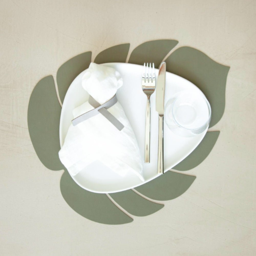 LIND DNA Monstera Leaf Nupo Recycled Leather Table Mat 44 x 37 cm ...