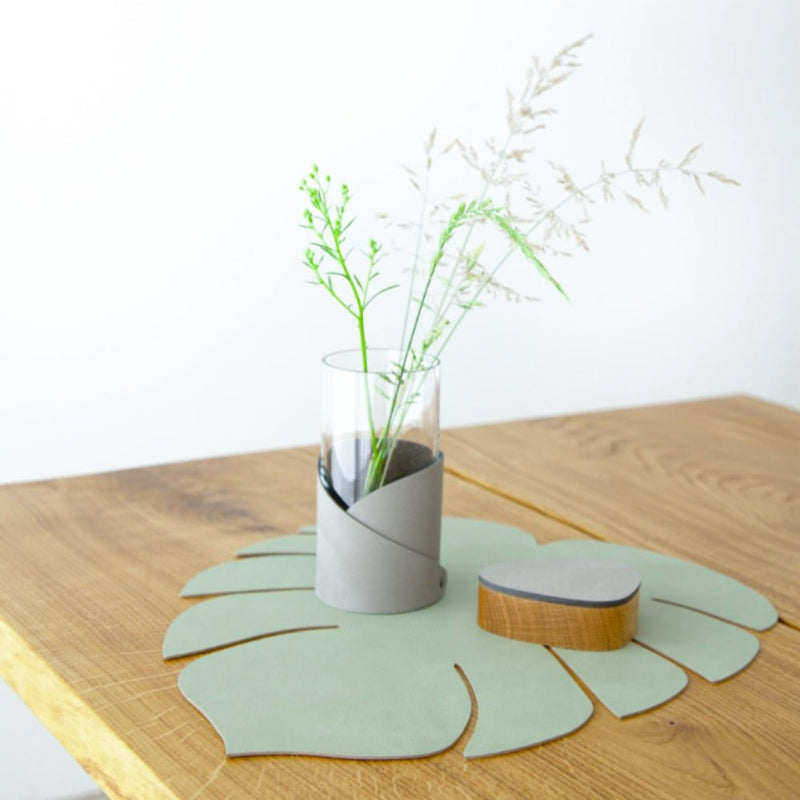 LIND DNA Monstera Leaf Nupo Leather Table Mat Large - 3 Colours - Lighting.co.za