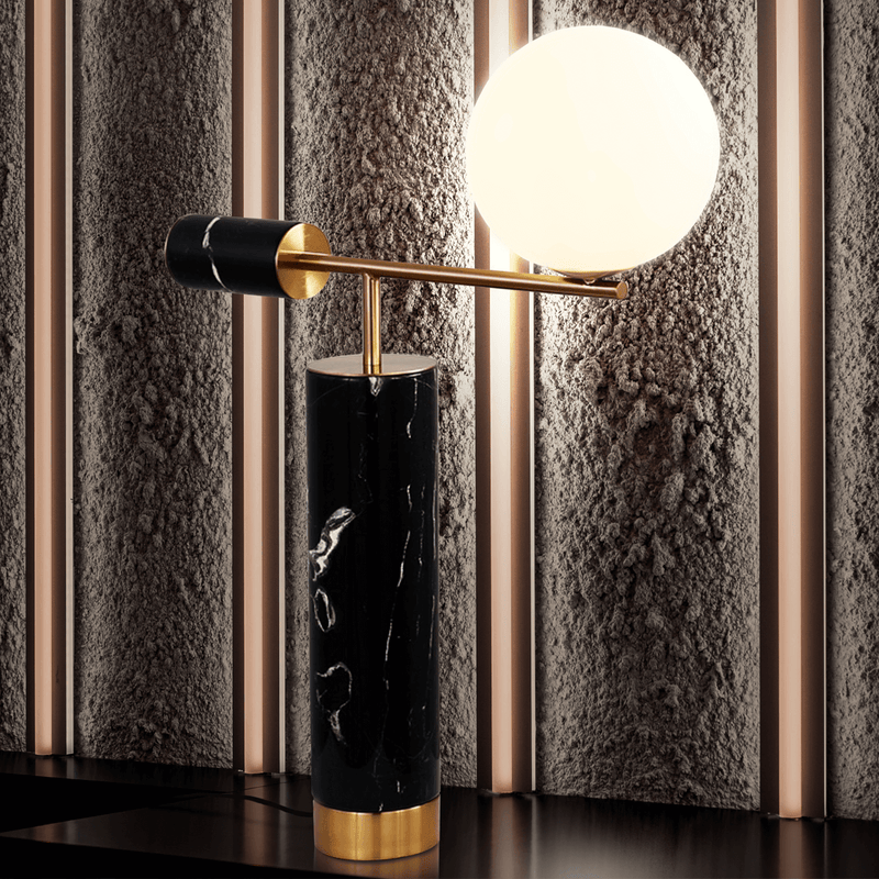 Black Marble and Brass Look Table Lamp - Lighting.co.za