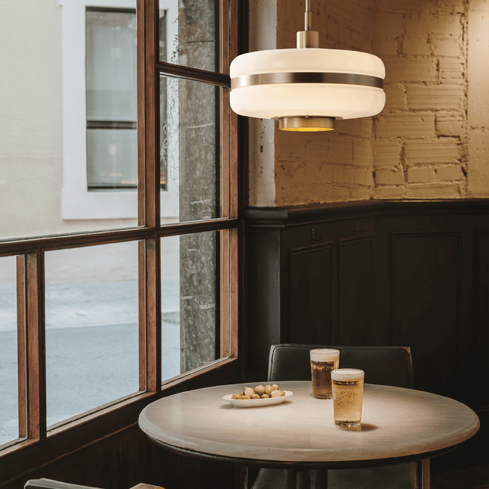 Mason Opal Glass and Brass Look Pendant Light 2 Sizes - Lighting.co.za