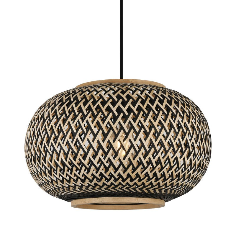 Nedira Woven Natural and Black Rattan Pendant Light
