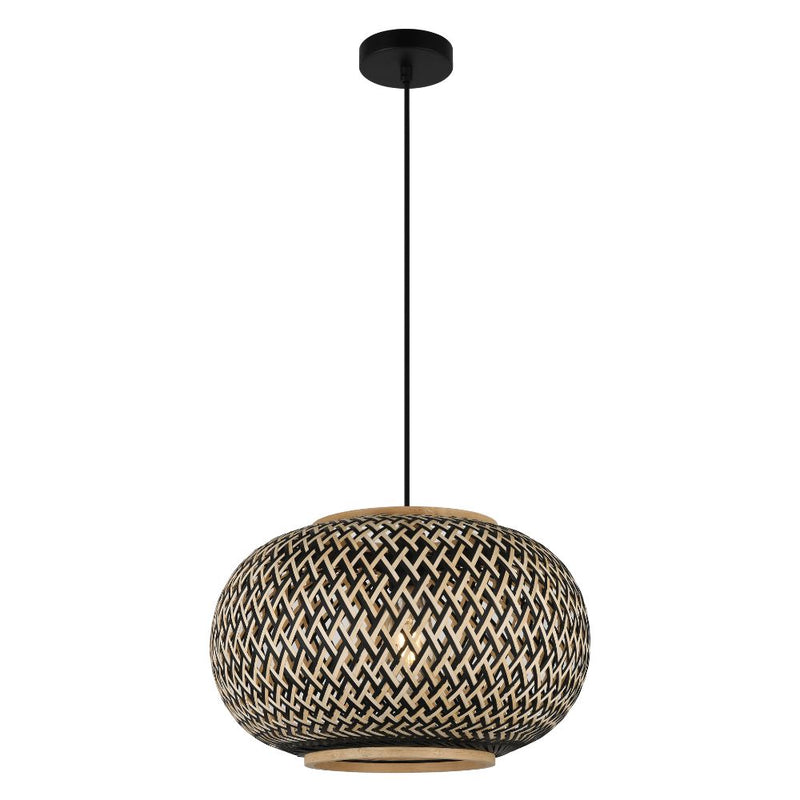 Nedira Woven Natural and Black Rattan Pendant Light