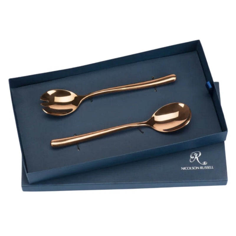 Nicolson Russell Buddha Gold or Rose Gold Titanium Salad Servers Set of 2 - Lighting.co.za
