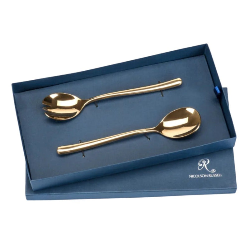 Nicolson Russell Buddha Gold or Rose Gold Titanium Salad Servers Set of 2 - Lighting.co.za