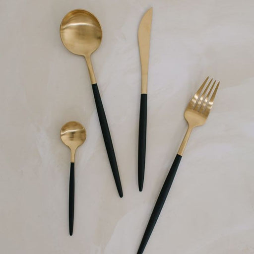 Nicolson Russell Dubai Gold and Black Titanium Cutlery Set - 16 pcs - Lighting.co.za