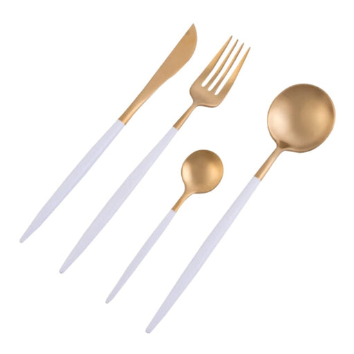 Nicolson Russell Dubai Gold and White Titanium Cutlery Set - 16 pcs - Lighting.co.za