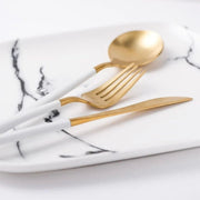 Nicolson Russell Dubai Gold and White Titanium Cutlery Set - 16 pcs - Lighting.co.za