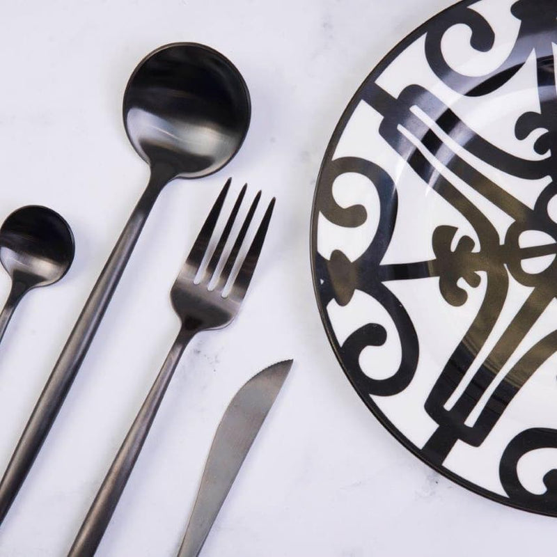 Nicolson Russell Dubai Matte Black Titanium Cutlery Set - 16 pcs - Lighting.co.za