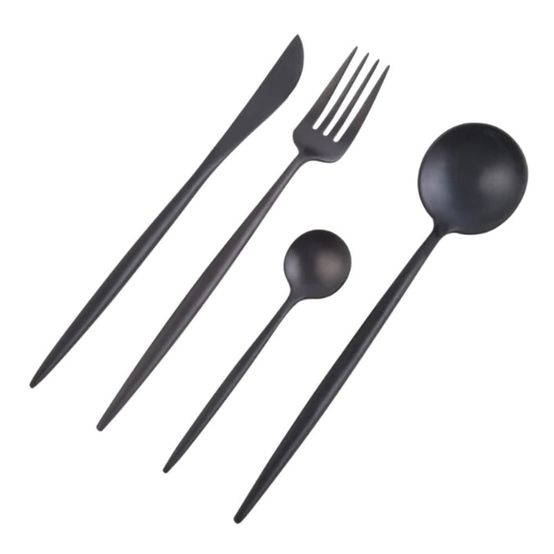 Nicolson Russell Dubai Matte Black Titanium Cutlery Set - 16 pcs - Lighting.co.za