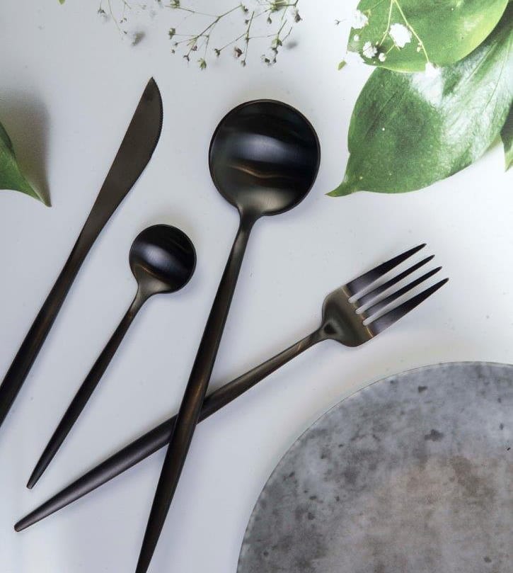 Nicolson Russell Dubai Matte Black Titanium Cutlery Set - 16 pcs - Lighting.co.za