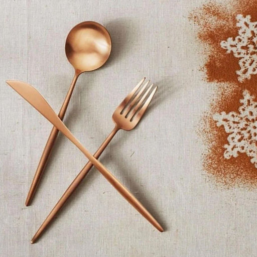 Nicolson Russell Dubai Matte Rose Gold Titanium Cutlery Set - 16 pcs - Lighting.co.za