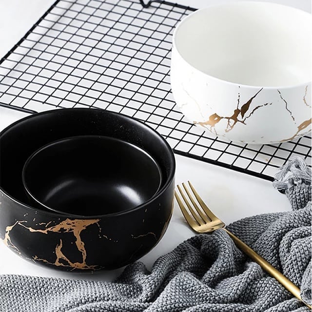 Nicolson Russell Kintsugi Black or White Dinner Large Bowl - Lighting.co.za