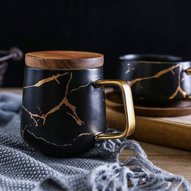 Nicolson Russell Kintsugi Black or White Mug with Spoon - Lighting.co.za