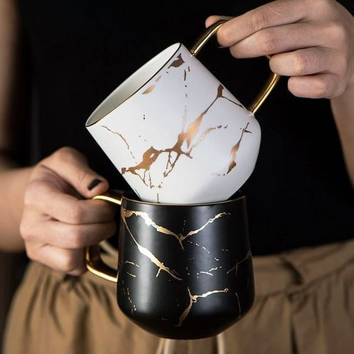 Nicolson Russell Kintsugi Black or White Mug with Spoon - Lighting.co.za