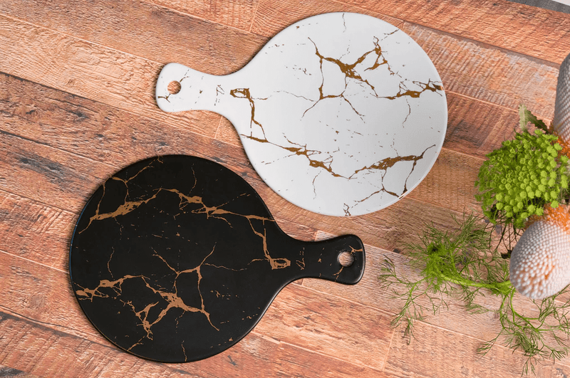 Nicolson Russell Kintsugi Black or White Round Serving Board - Lighting.co.za