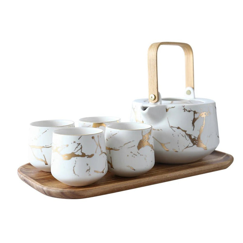 Nicolson Russell Kintsugi Black or White Teapot and Cups Set - Lighting.co.za