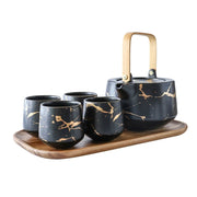 Nicolson Russell Kintsugi Black or White Teapot and Cups Set - Lighting.co.za