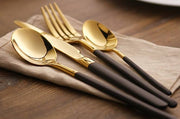 Nicolson Russell Sydney Black and Gold Cutlery Set - 24 pcs - Lighting.co.za